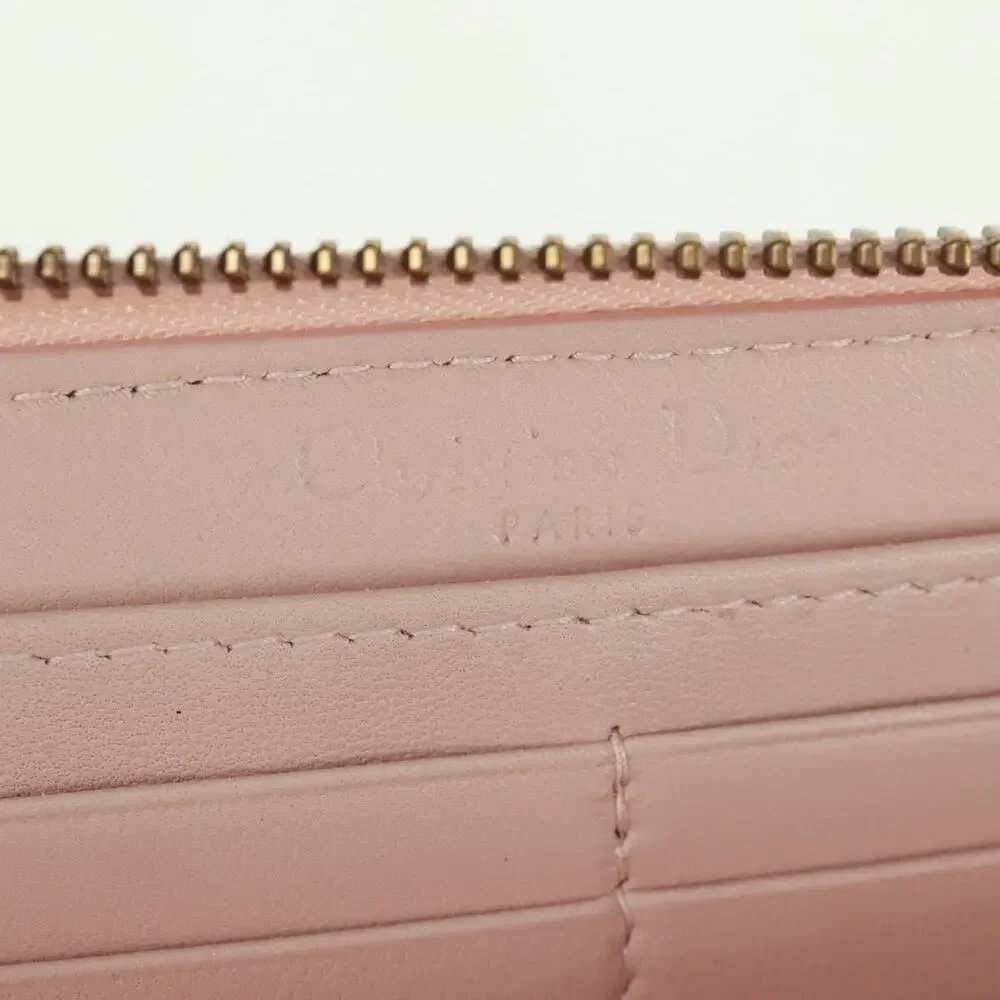 Dior Cannage Lambskin Studs Long Wallet Pink